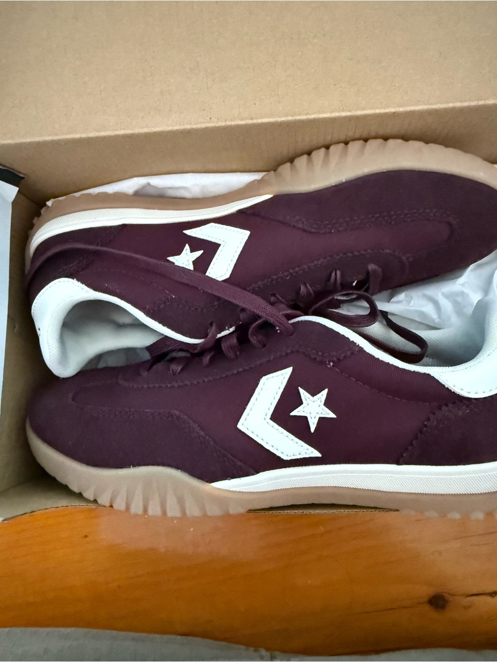 Converse Burgundy Low-Top Sneakers with White Star Chevron - Picture 3 of 6